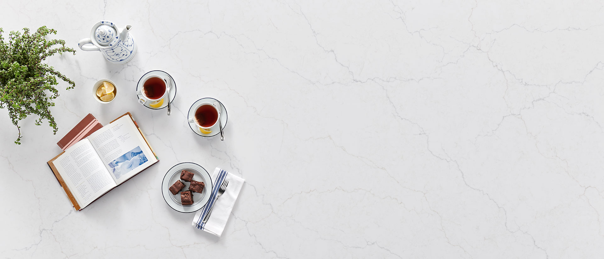 Calacatta Miraggio Duo Quartz Countertop with a Culinary Vignette
