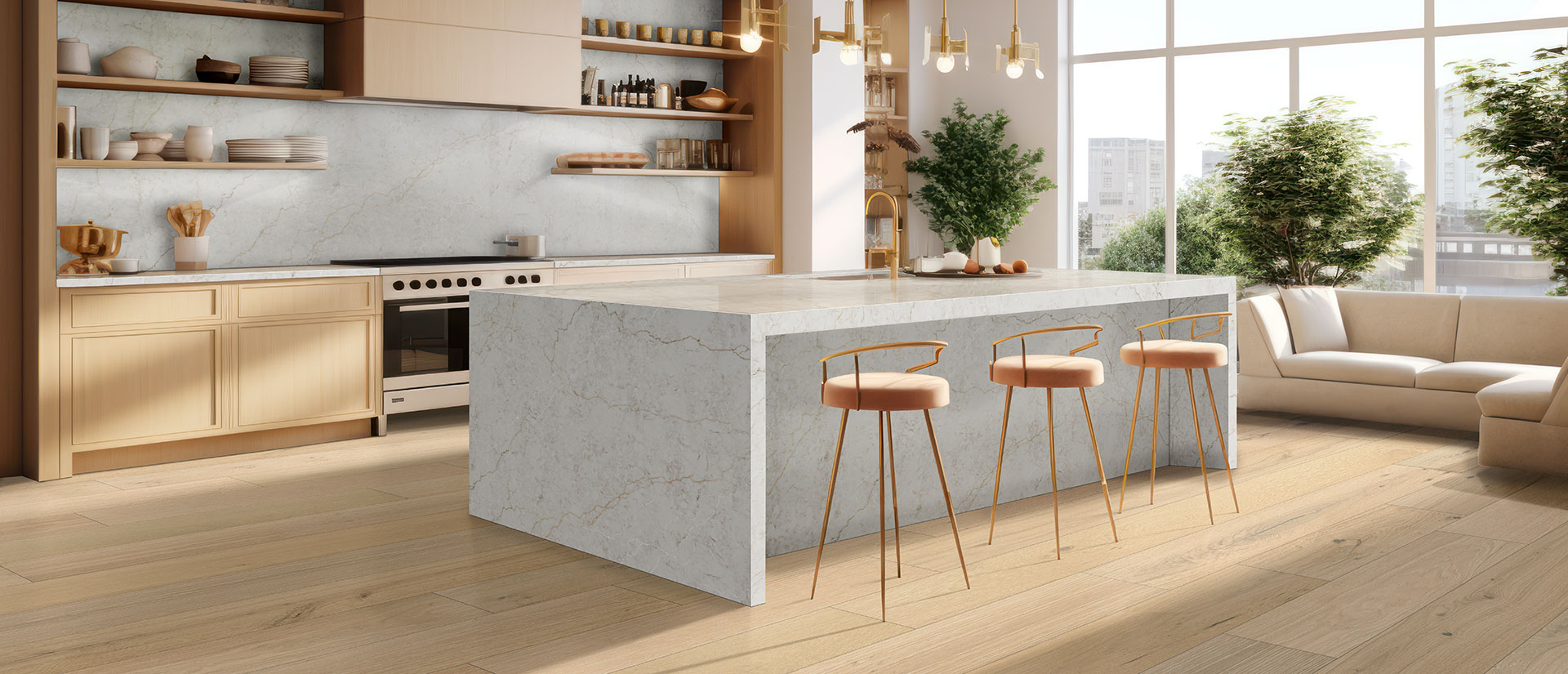 Calacatta Miraggio Cove Quartz Countertop kitchen