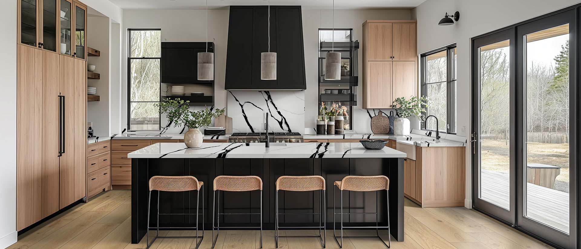 Calacatta Lumanyx Quartz Countertop in Kitchen