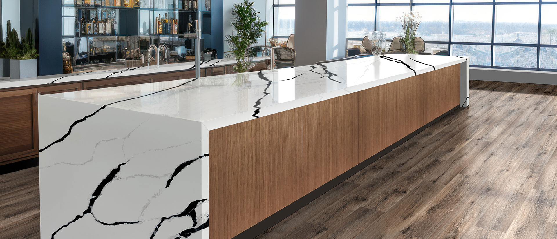 Calacatta Lumanyx Quartz Countertop in Kitchen