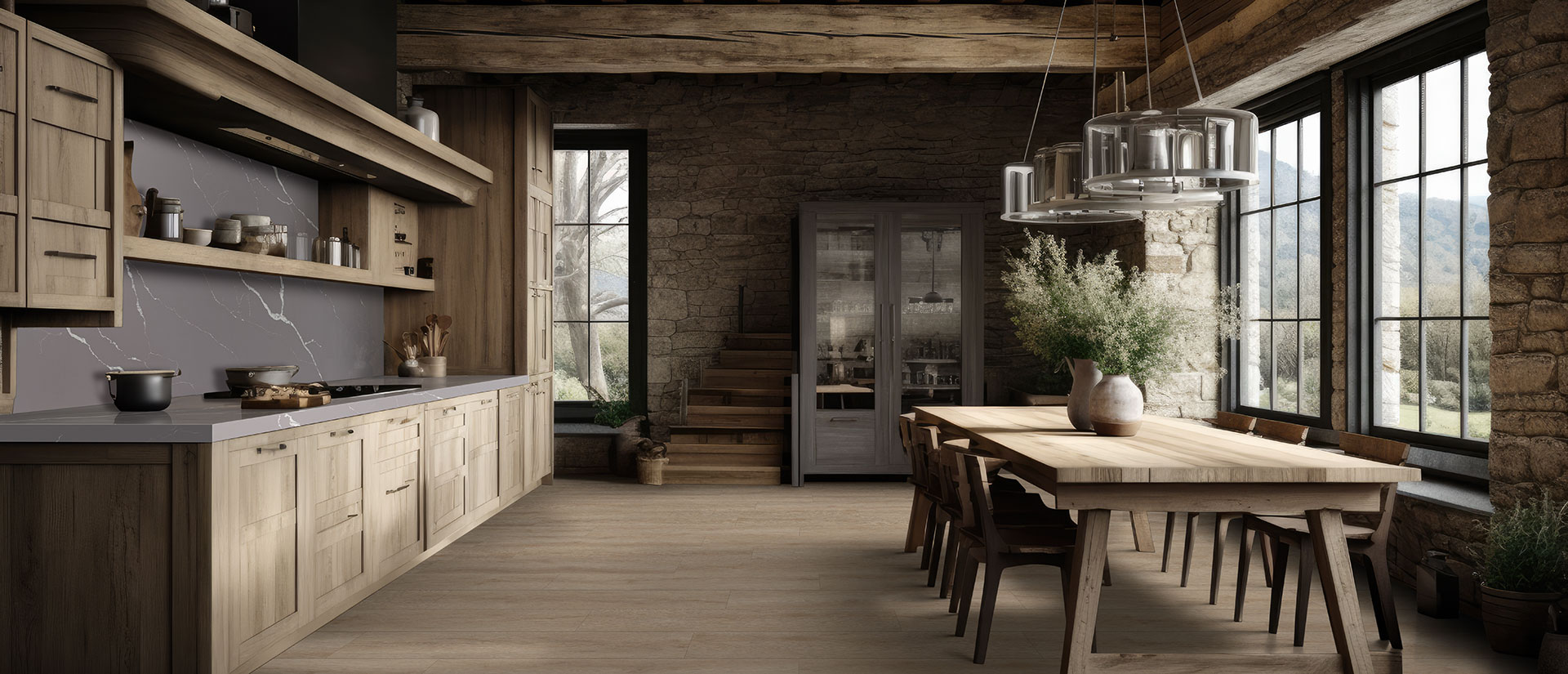 Calacatta Laza Grigio Quartz Countertop in Kitchen