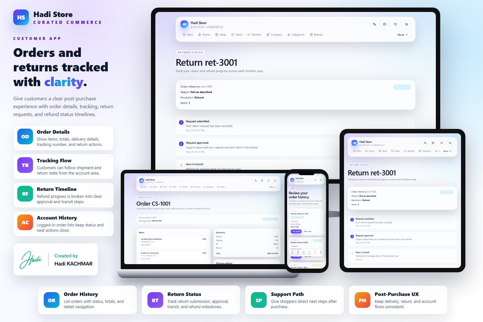 HadiStore user app returns mockup