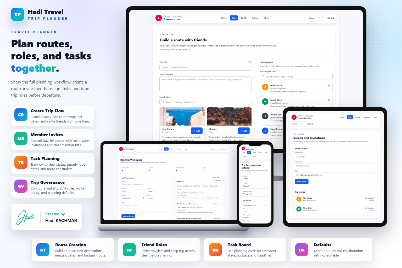 Travel planner light planning mockup