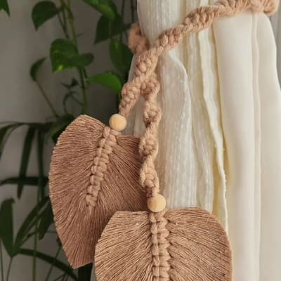 Macrame Leaf Curtain Tieback – Handmade Boho Curtain Holder