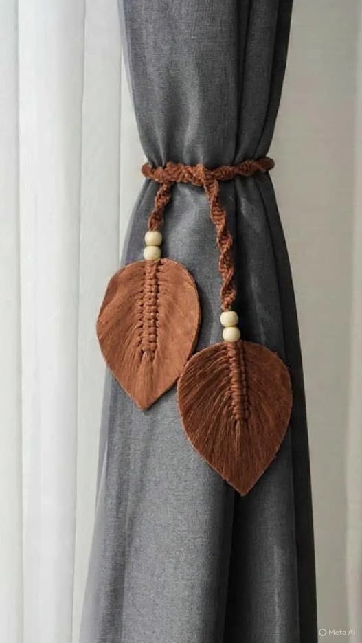 Macrame Leaf Curtain Tieback – Handmade Boho Curtain Holder