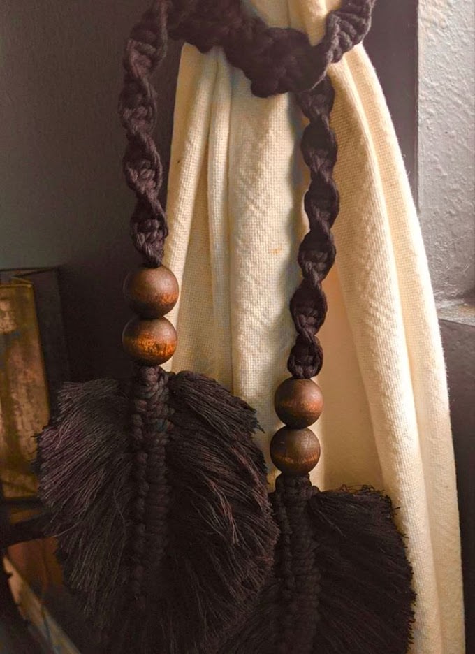Macrame Leaf Curtain Tieback – Handmade Boho Curtain Holder
