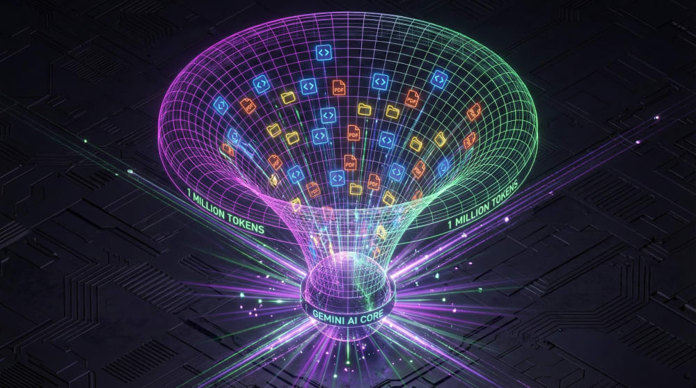 Diagram illustrating the massive context window of Gemini's latest models