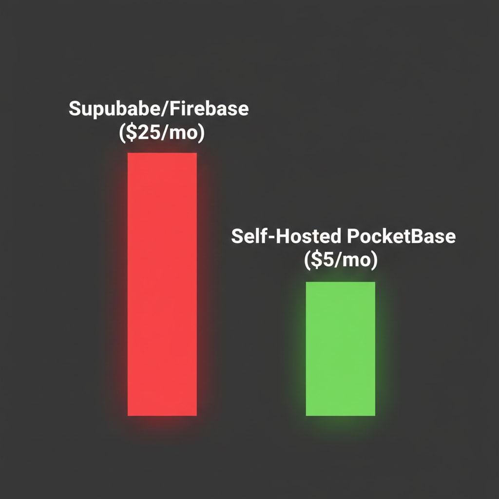 Technical diagram showing PocketBase architecture including Auth, SQLite, and Realtime API in a single Golang binary