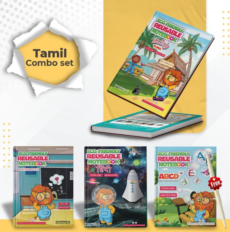 Tamil Combo Eco Friendly Reusable Notebooks ( Set of 4)