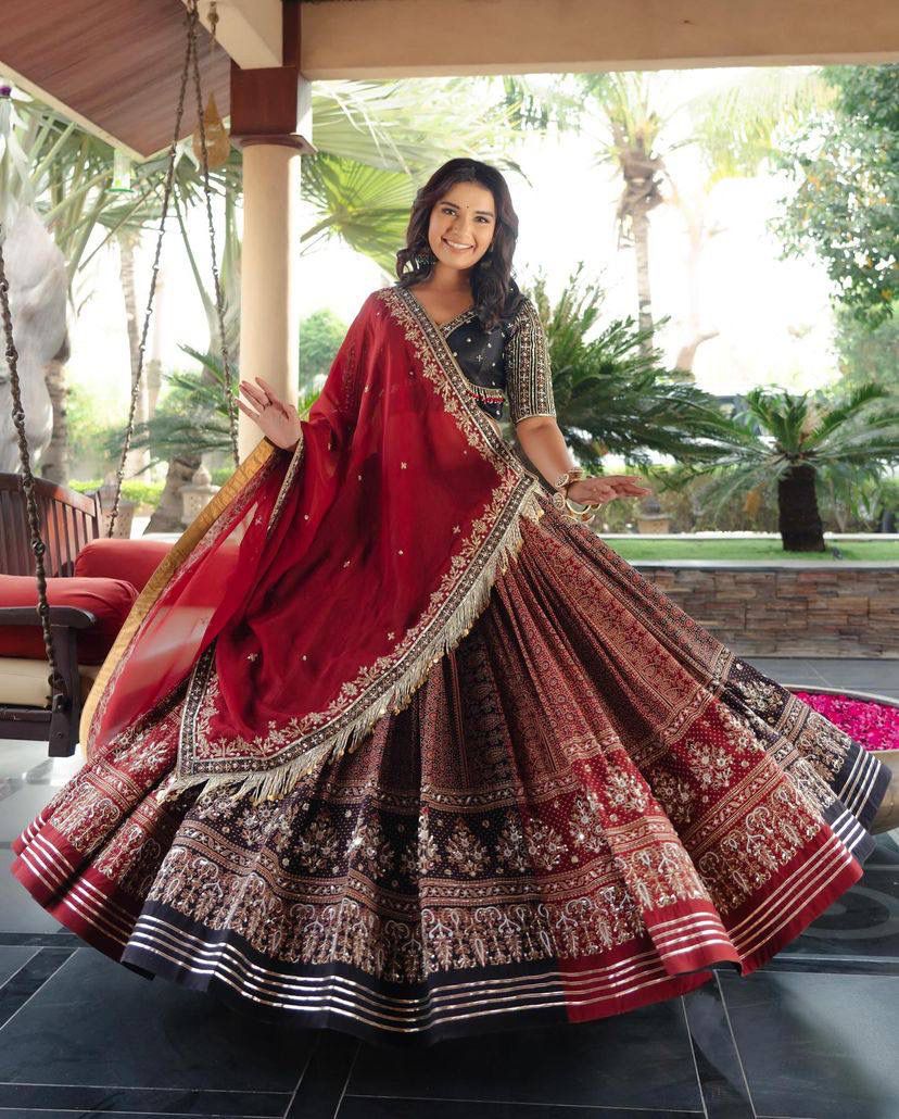 Designer Printed Lehenga Choli Muslin Cotton Mirror -ALC50