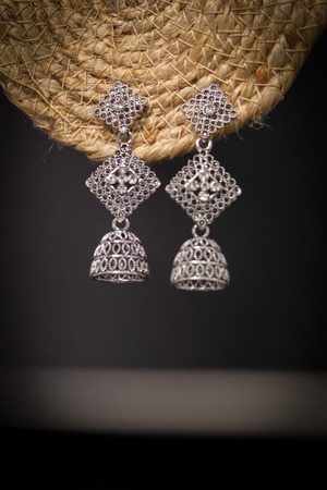 Diamond Drop Oxidized Earrings – For the Queen Who Commands Every Room