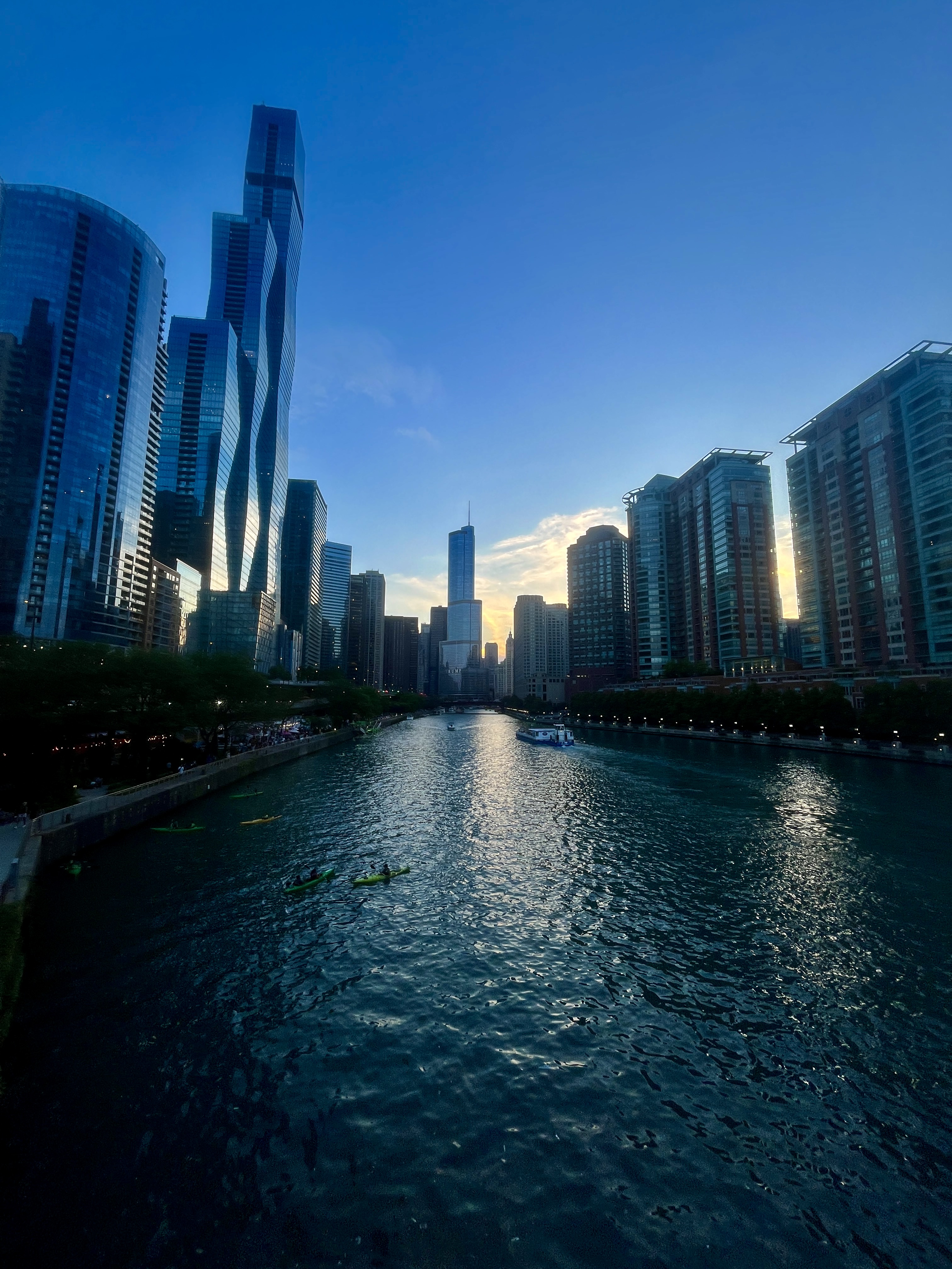 Chicago River near sunset