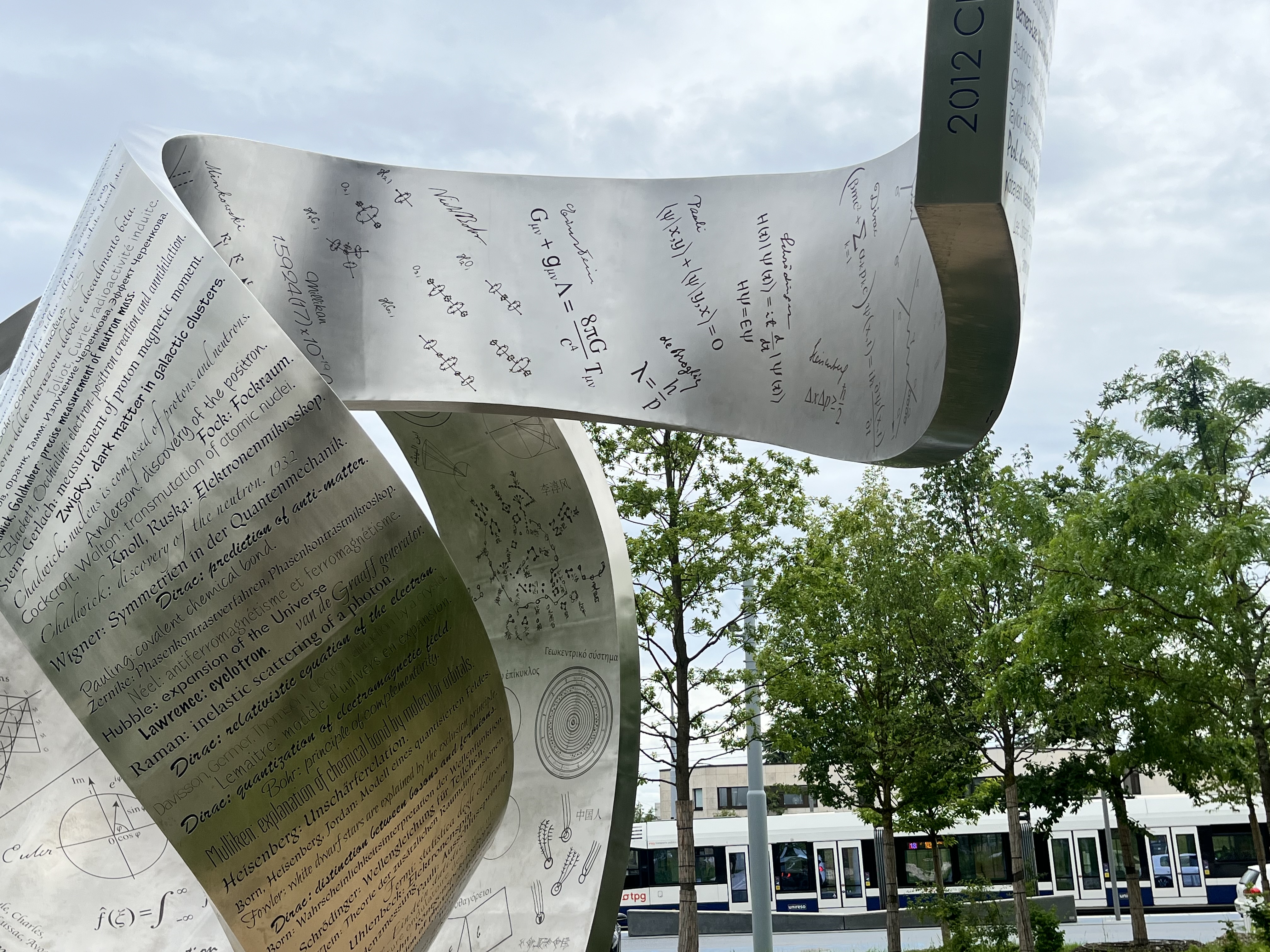 Math and science equations on an art installation in CERN