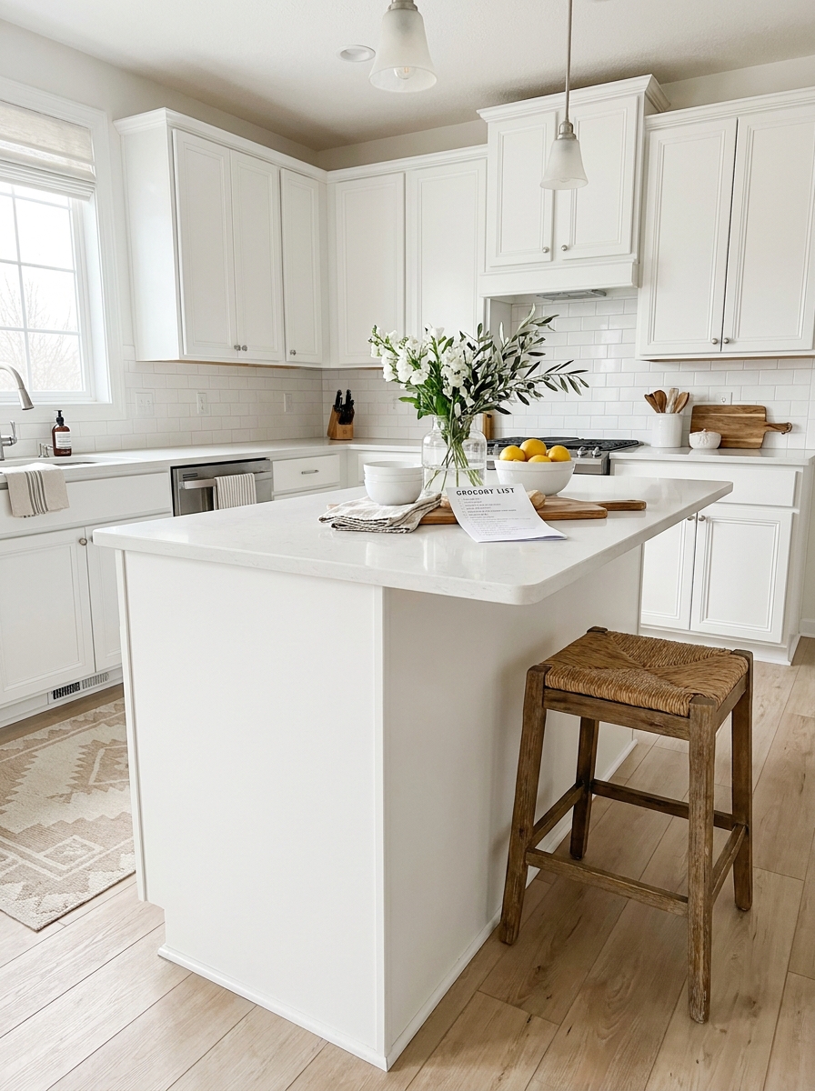 Make a White Island the Calm Center of the Room