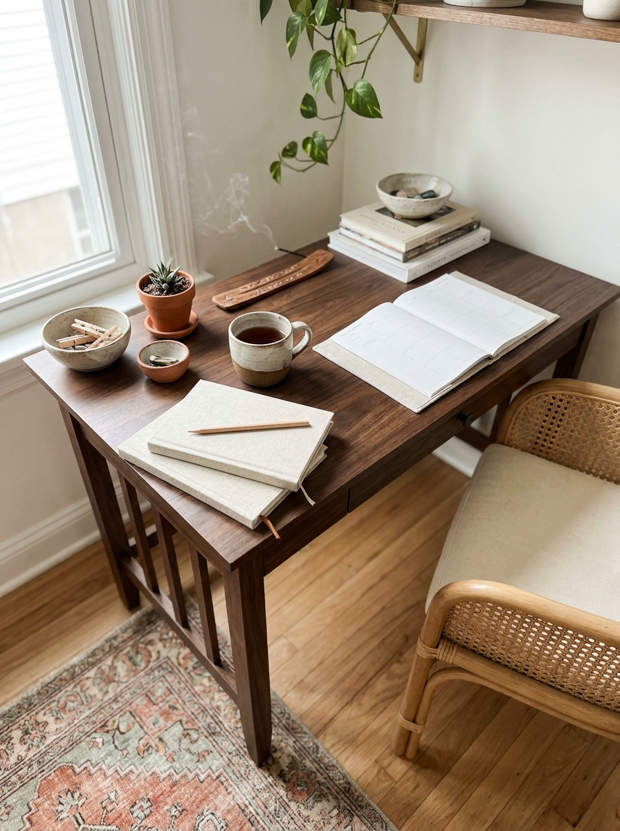 Style the Desktop With Handmade Pieces, Not Office Clutter