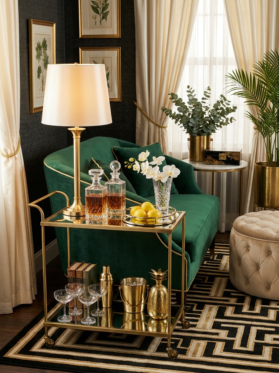 Bar Carts and Cocktail Stations Worthy of a Movie Set