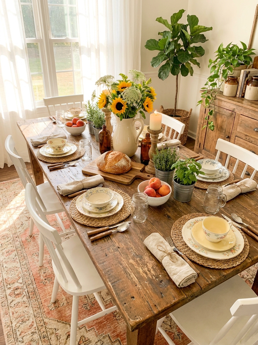 Mix Vintage and New Dishware for Collected Character