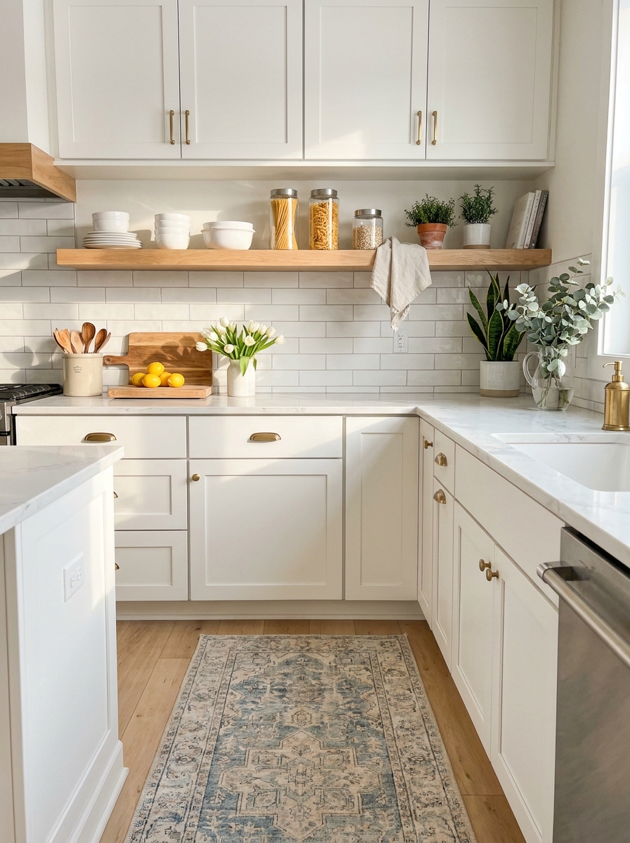 Install Floating Shelves Under Your Upper Cabinets