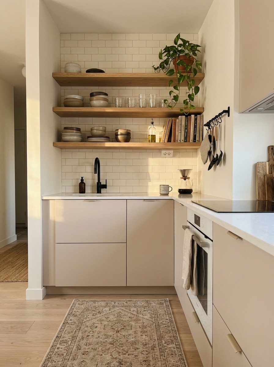 Trade Bulky Upper Cabinets for Open Shelves in One Smart Zone