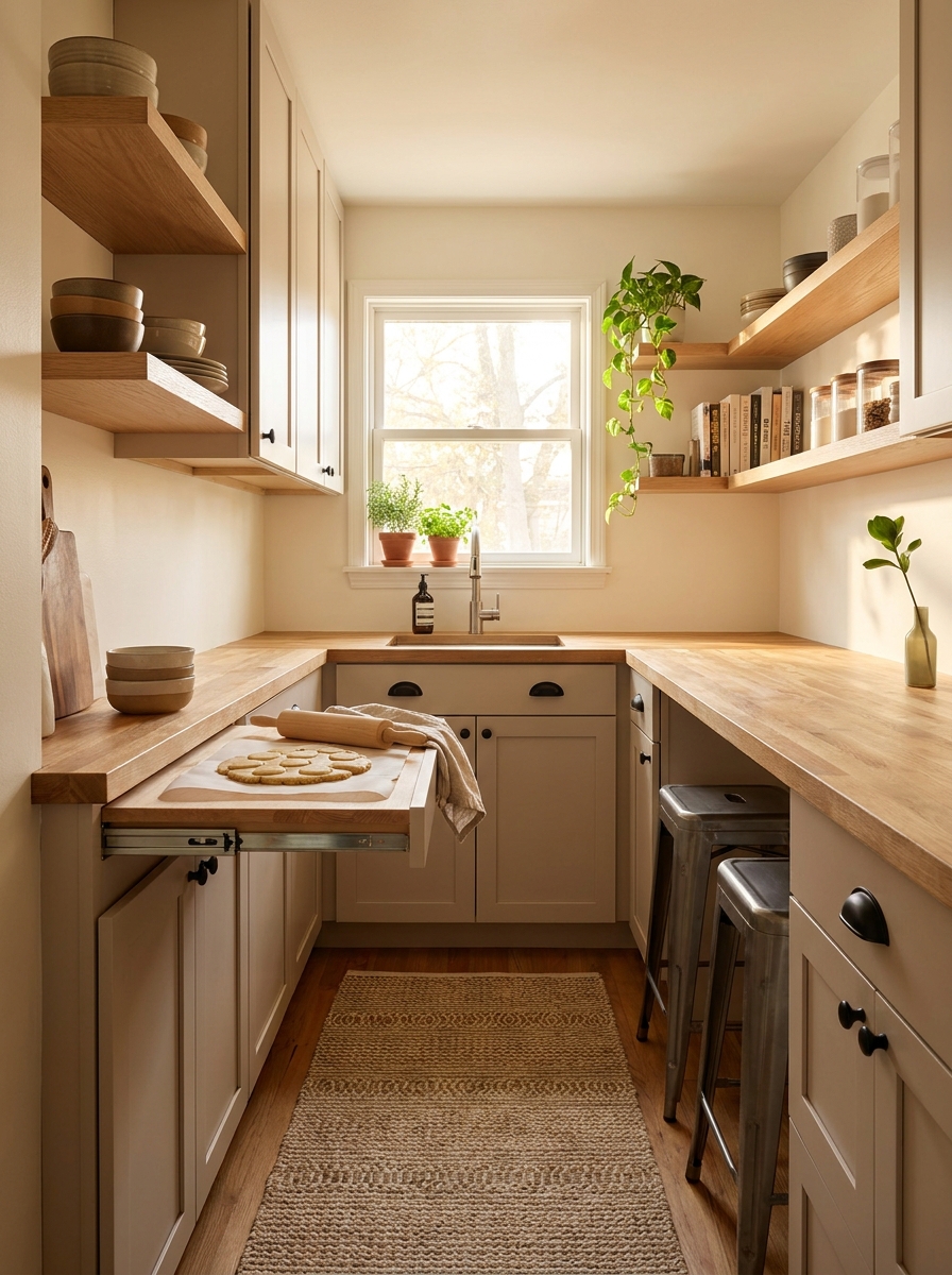 Add a Fold-Down Table or Pull-Out Surface for Extra Prep Room on Demand