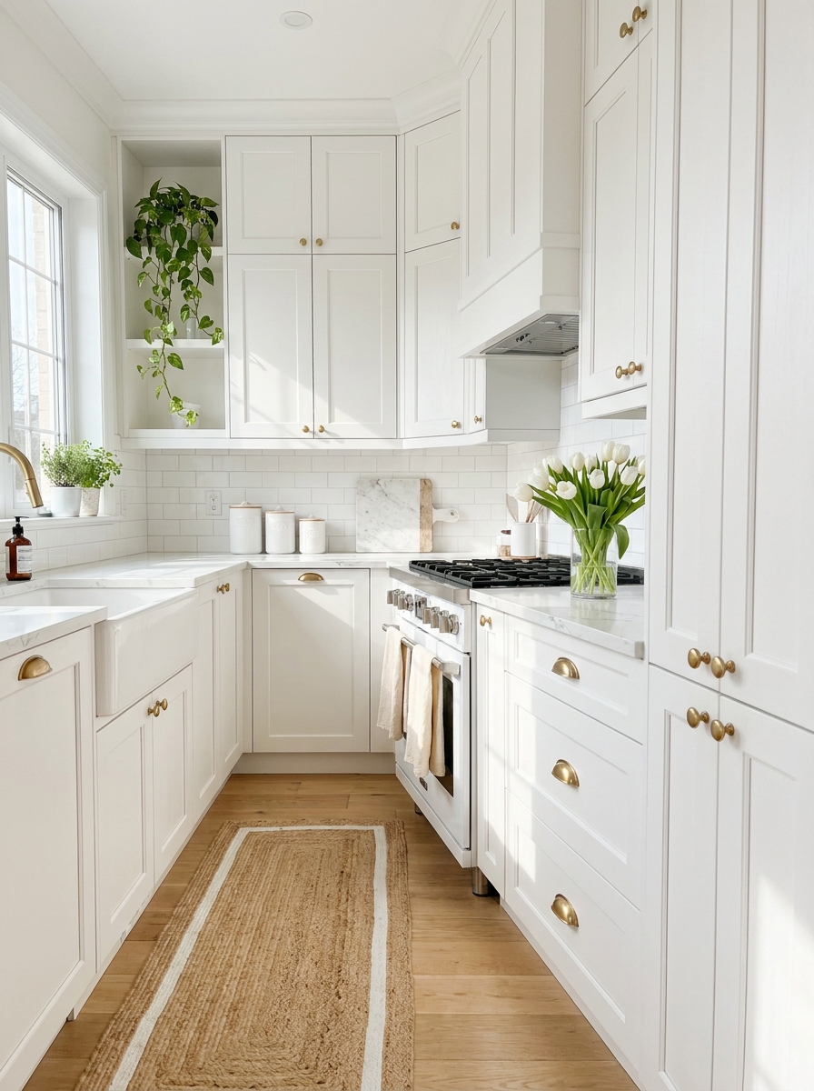 Shaker Cabinets with Brass Hardware