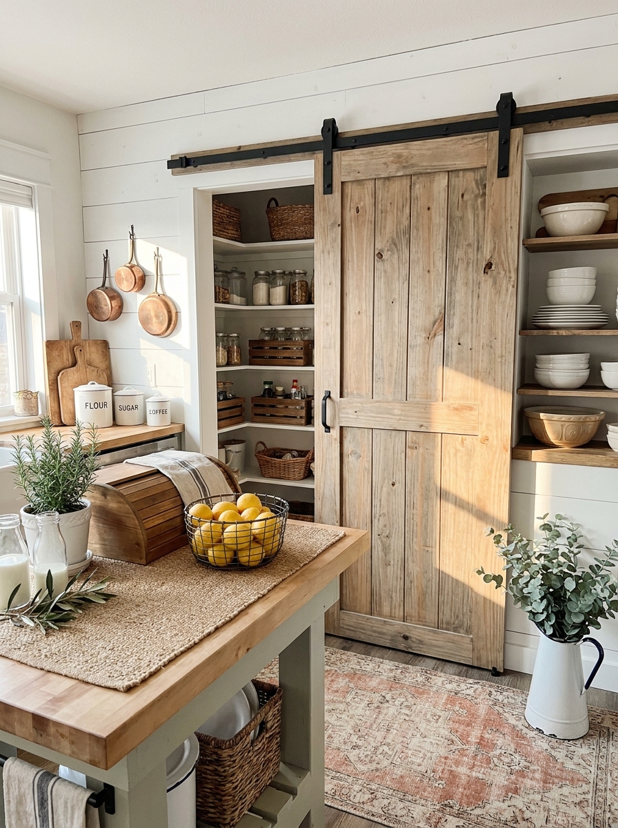 Pantry Door Replacement with Vintage Barn Door Hardware