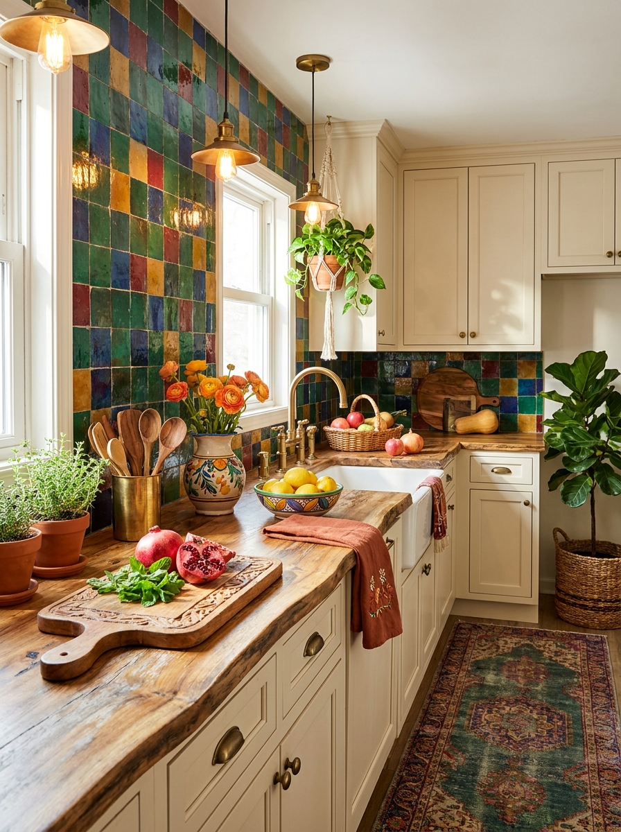 Colorful Moroccan Zellige in Mixed Jewel Tones