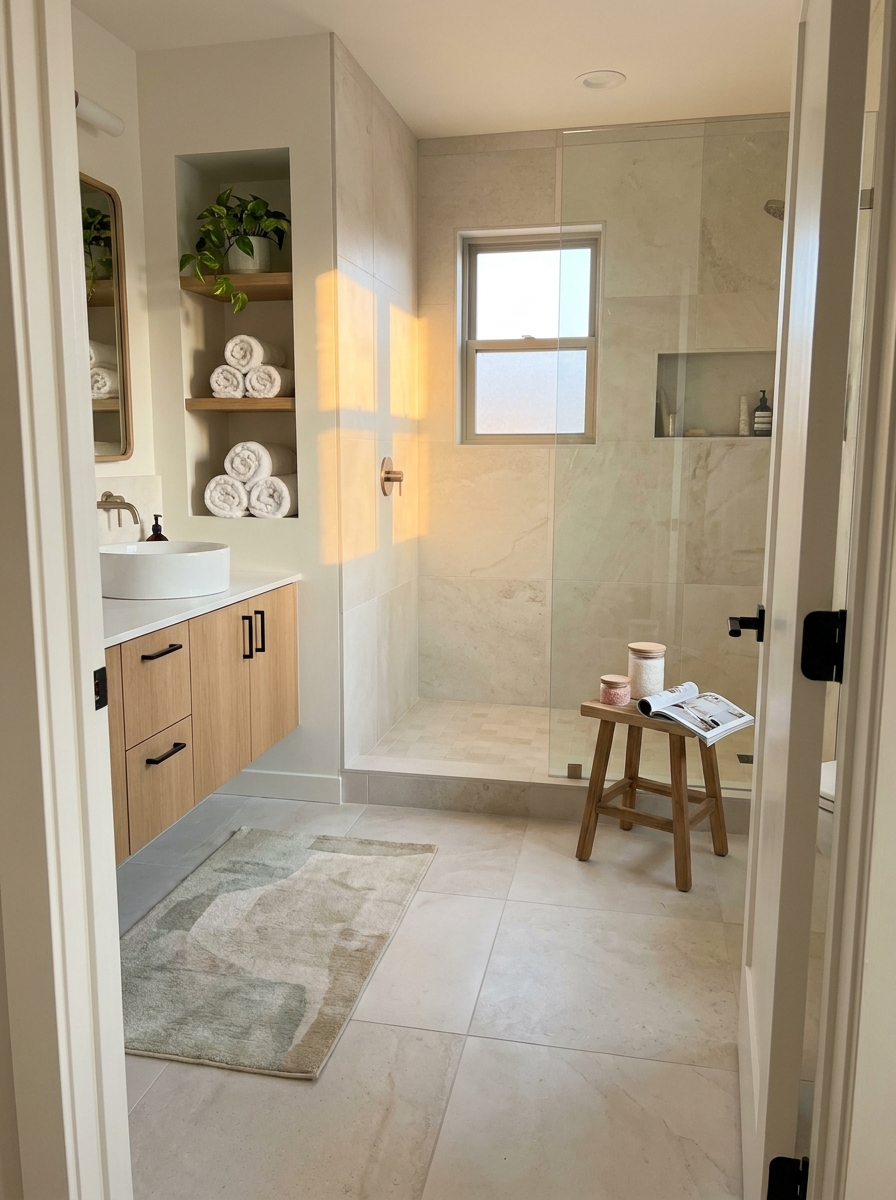 Keep Tile Continuous to Stretch the Room Visually