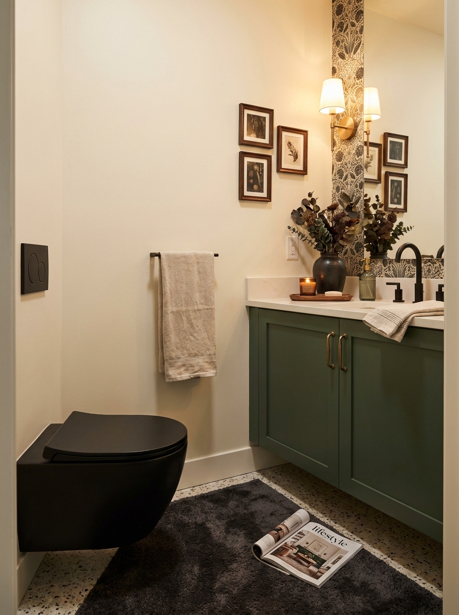 Bring in a Black Toilet or Matte Fixtures for Contrast