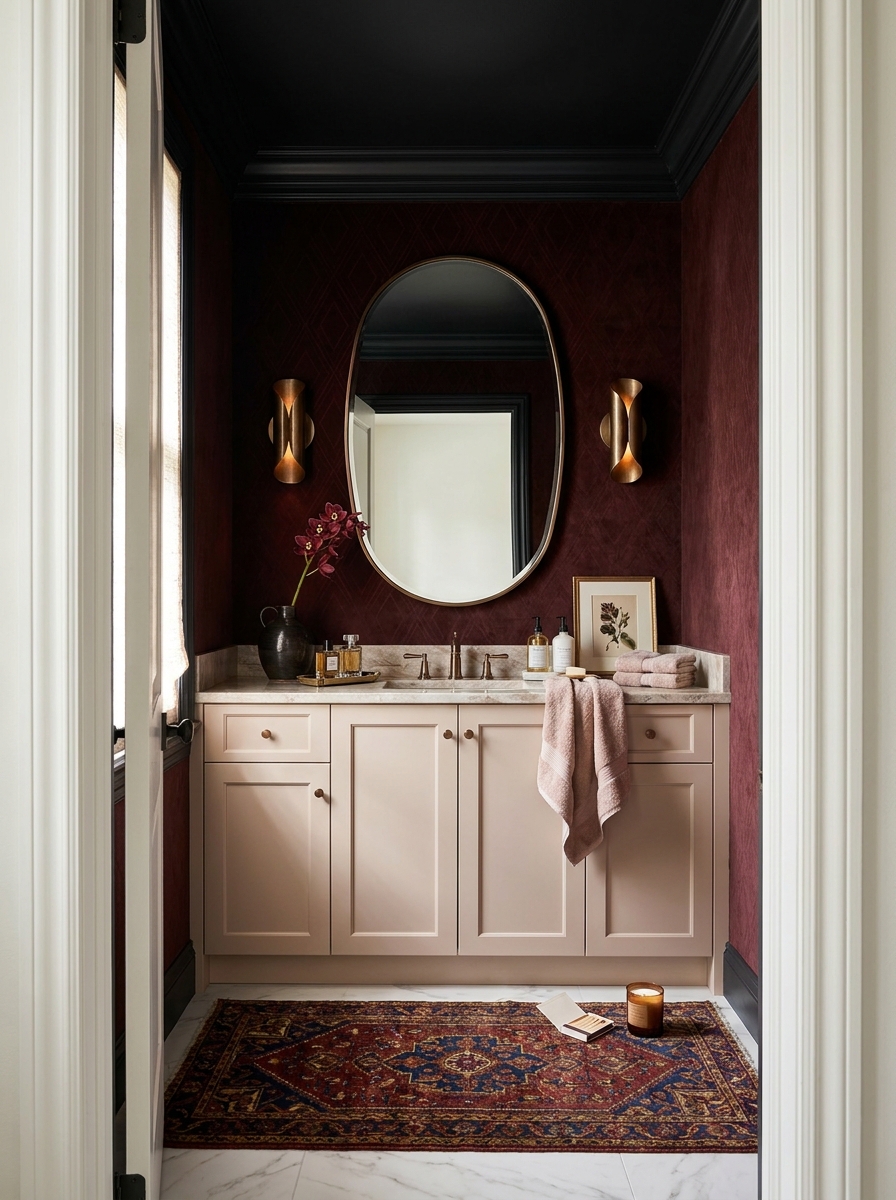 Don’t Ignore the Ceiling in a Tiny Powder Room