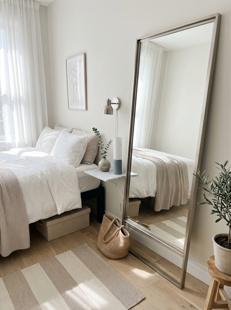 Use One Large Mirror Instead of Lots of Tiny Decor