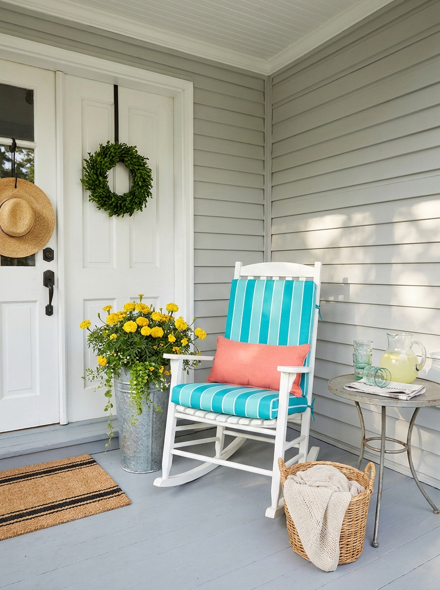 Add a Vintage Rocking Chair with Seasonal Cushions
