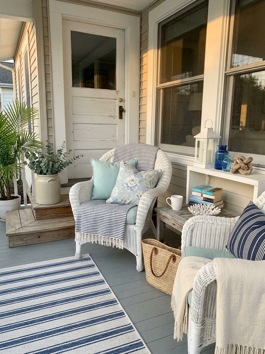 Mix Stripes, Solids, and One Soft Coastal Pattern