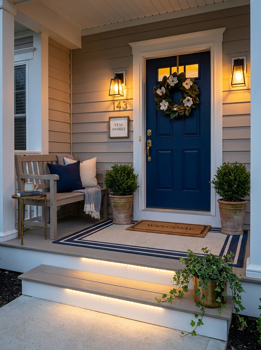 Tuck Step Lights Along the Porch Floor for a Quiet, Polished Glow