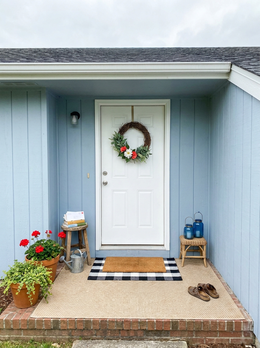 Layer a Rug and Doormat for Instant Depth