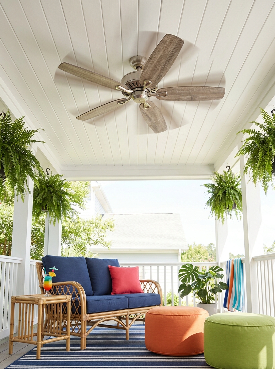 Install a Wooden Ceiling Fan with Tropical Blades