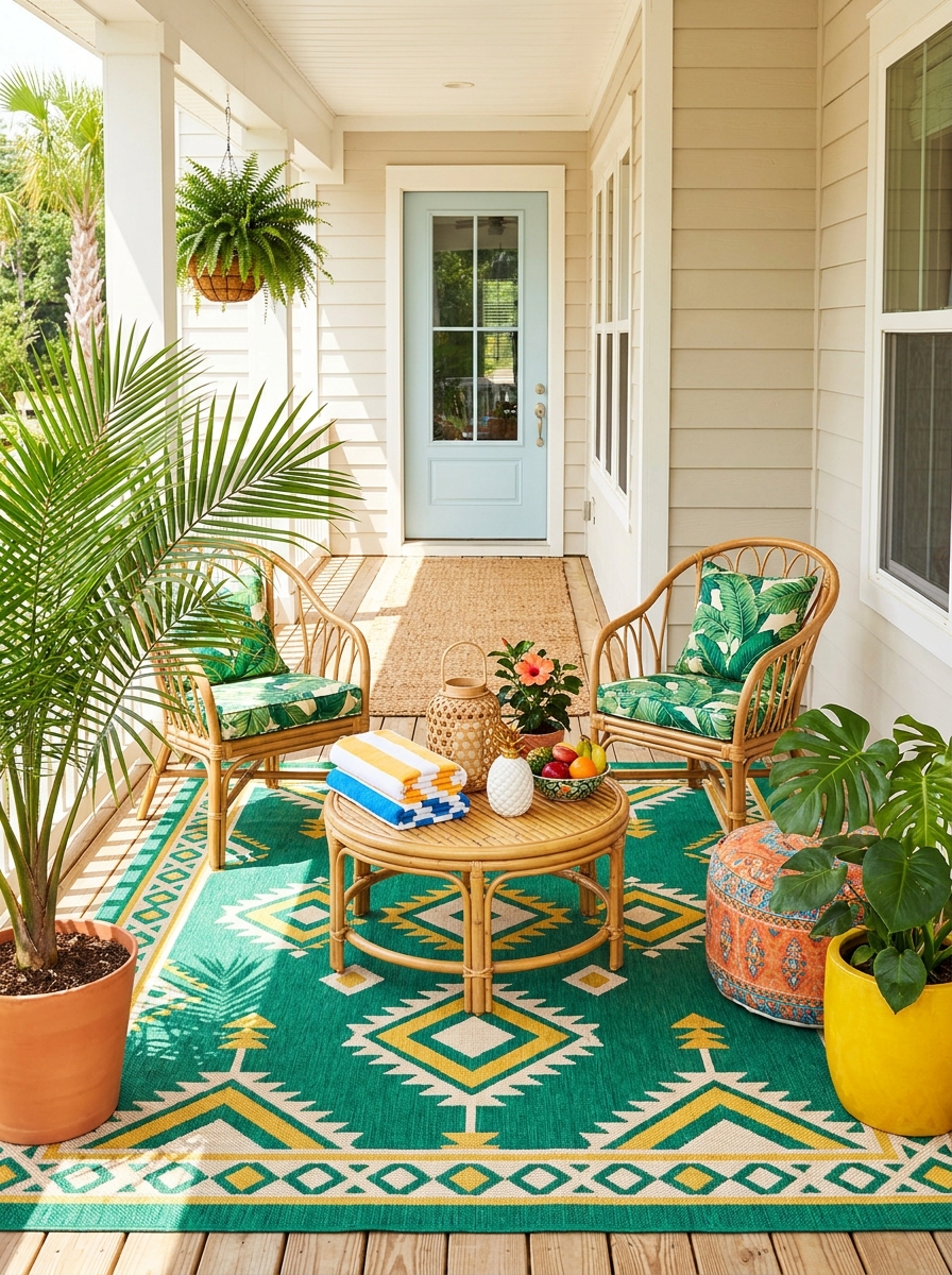 Roll Out a Colorful Outdoor Rug to Define Your Space