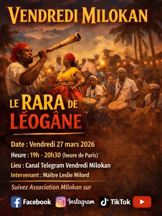Flyer Vendredi Milokan — Le Rara de Léogâne — 27 mars 2026