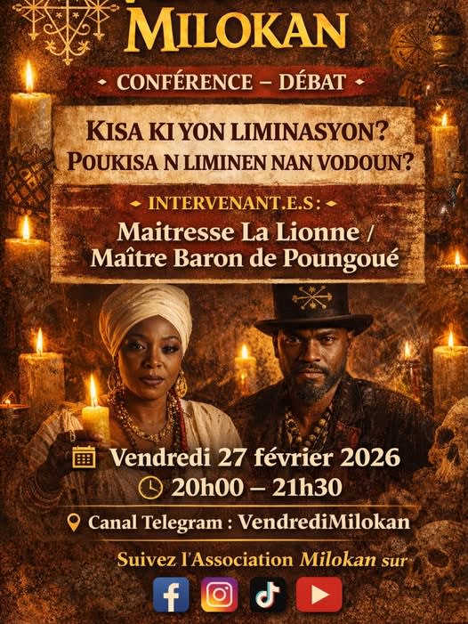 Flyer Vendredi Milokan — Kisa ki yon Liminasyon ? Poukisa n liminen nan Vodoun ? — 27 février 2026