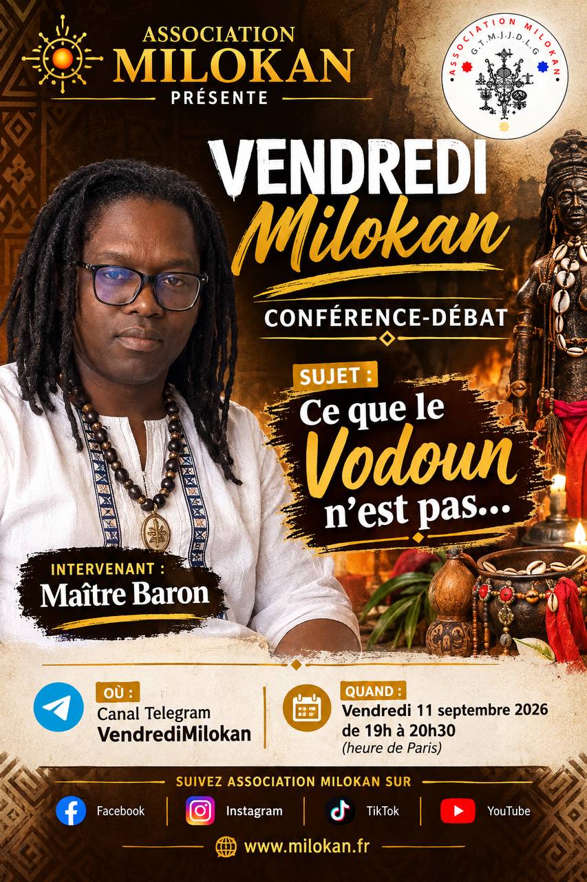 Flyer Vendredi Milokan — Conférence : « Ce que le Vodoun n'est pas… » — 11 septembre 2026