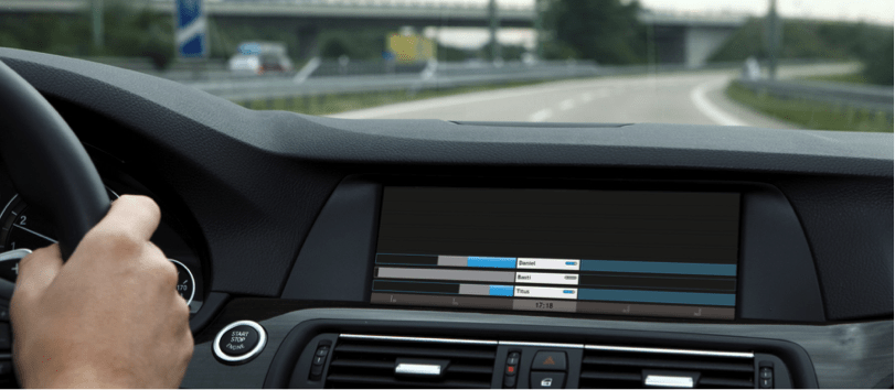 photo of a person driving and the Together Alone interface