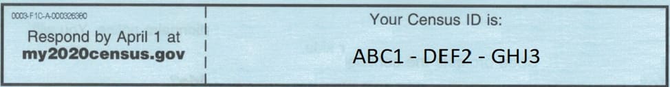 Example Census ID which was 12-character alphanumeric code.