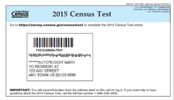 Example mail material with example access code used in the experiment.