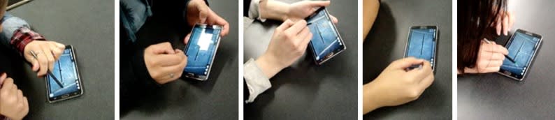 Group of five photos showing the device and someone using it.