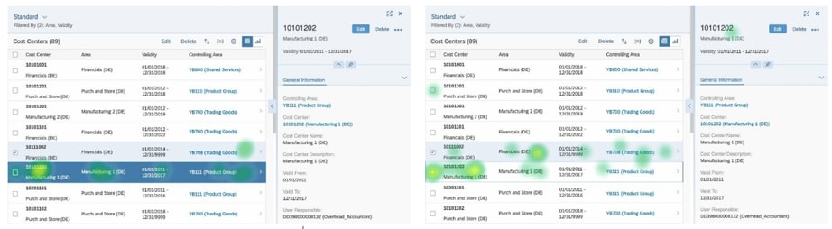 Screenshots showing the cluster of click maps.