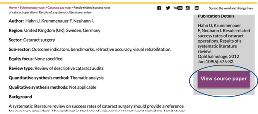 Screenshot of the new webpage with "View source paper" circled.