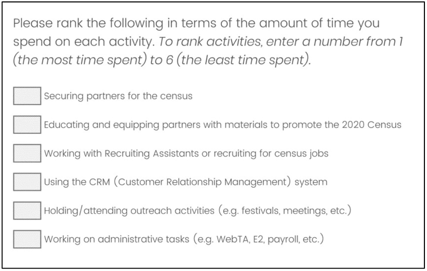 Screenshot of Qualtrics numeric entry design with text boxes