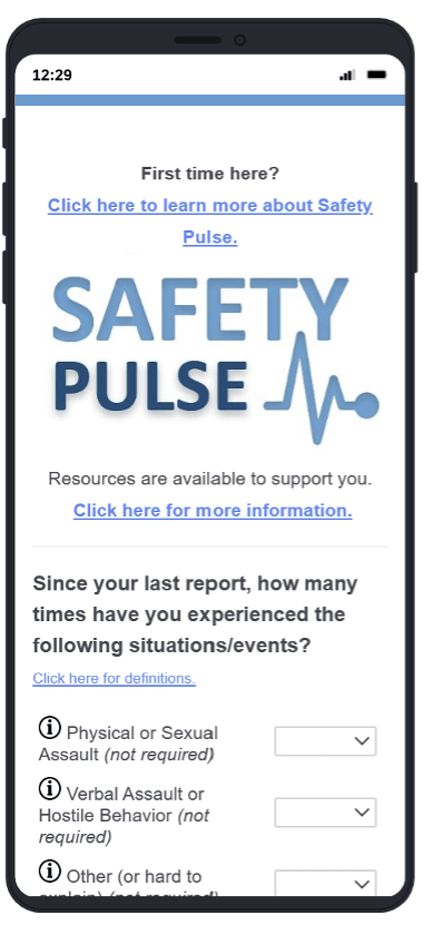Screenshot of the SPARS home screen, which includes the logo and links to a system overview and support resources as well as the first question for reporting WPV.