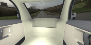 Internal view of AV MaaS rendered in a 3D environment with window views