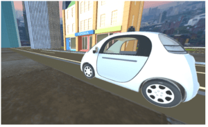 AV MaaS close up with its door highlighted for passenger interaction